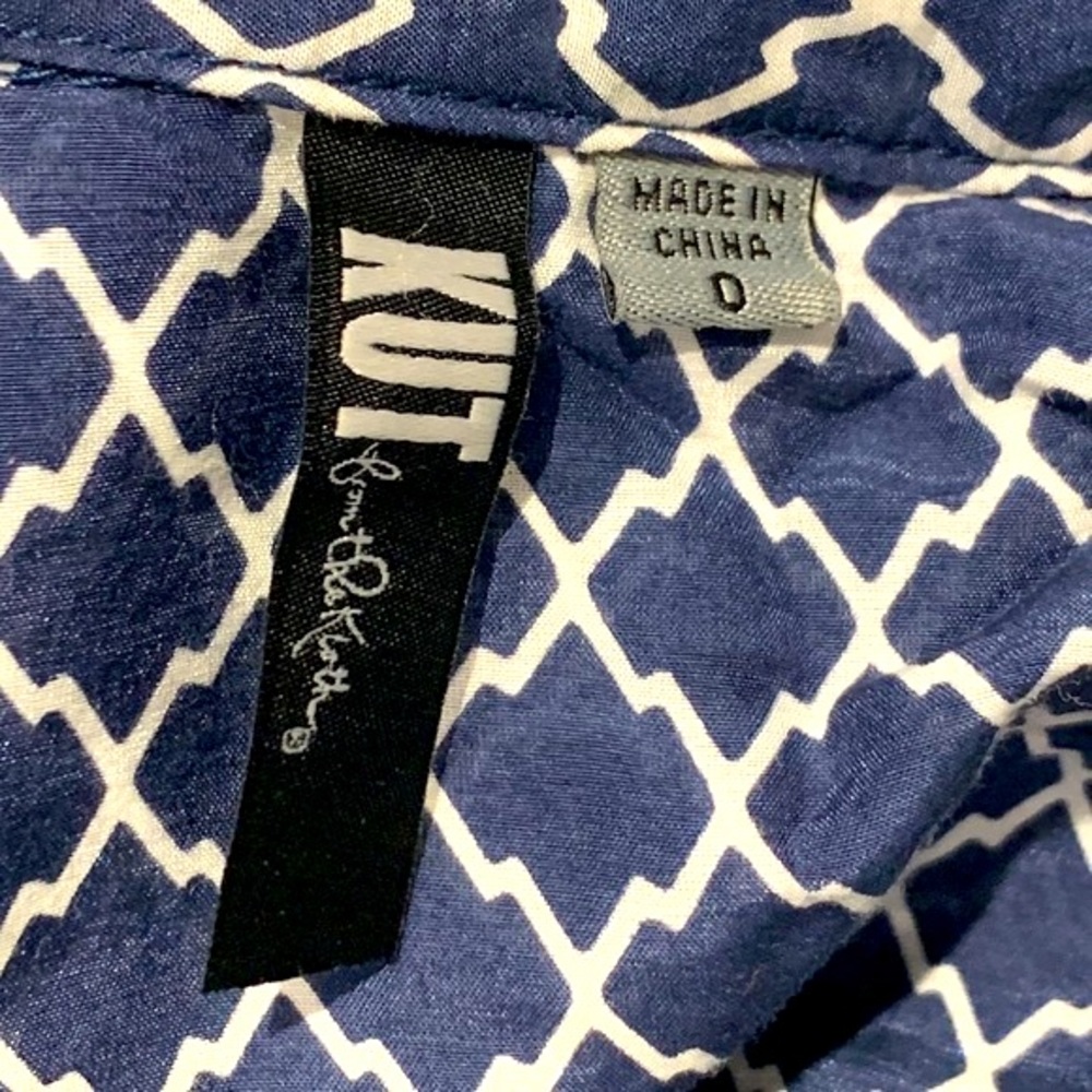 KUT FROM THE KLOTH shirt dress navy white with pockets Womenz Size 0 - Picture 7 of 10